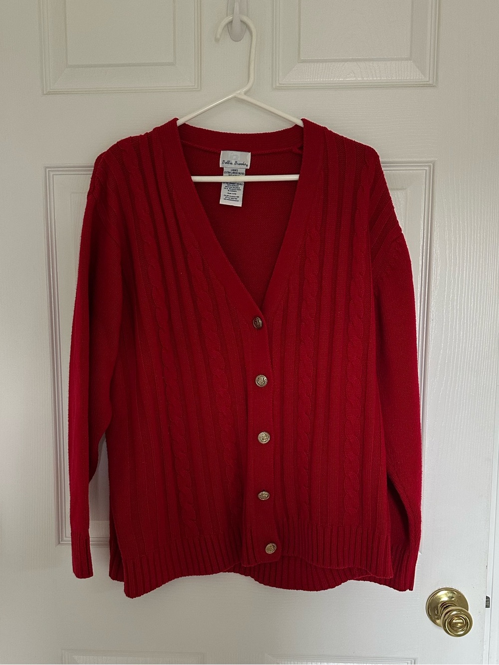 Bobbie Brooks Red Cable-Knit Button-Front Cardigan Sweater